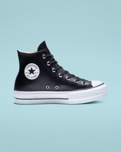 Zapatillas Con Plataforma Converse Chuck Taylor All Star Clean Leather Para Mujer - Negras/Blancas |